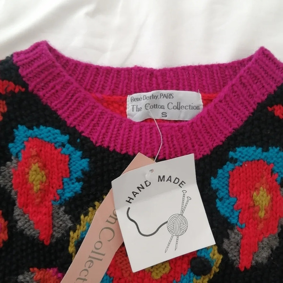 NWT Vintage Hand Made René Derhy Paris Wool Blend Embroidered Knit Sweater Small - Picture 11 of 16